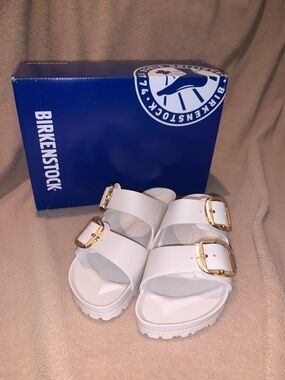 Birkenstock White Big Buckle Arizona EVA Sandals